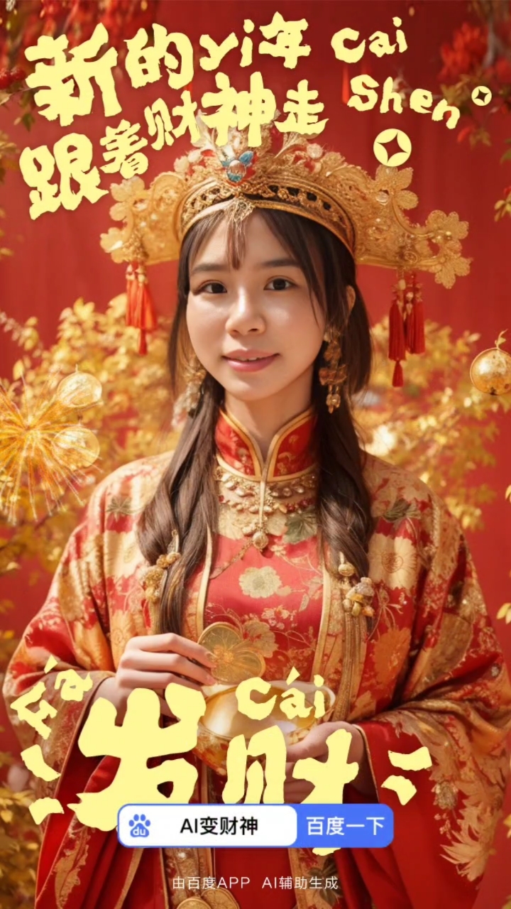 金银财宝满堂彩,财神送福,祝你鸿运当头!