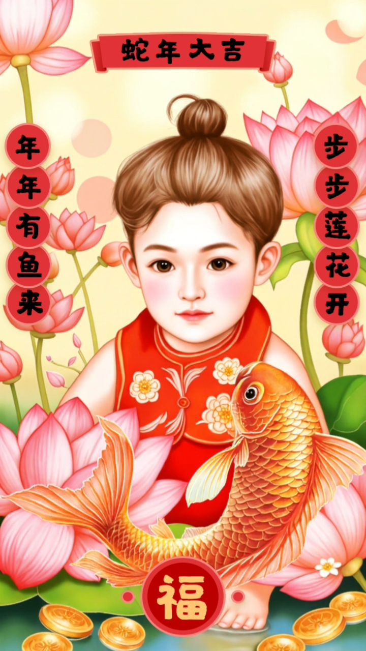 通过AI变身红红火火的年画娃娃,提前祝大家新年年年有鱼呦!!