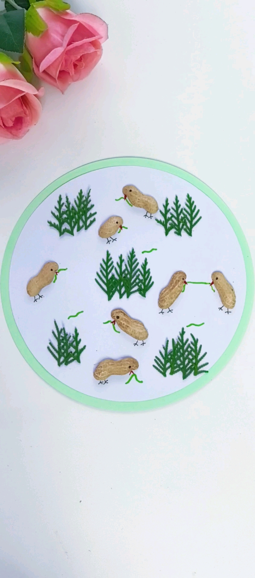 吃完的花生壳不要扔,简单几步就能做出一幅小鸡吃虫创意画