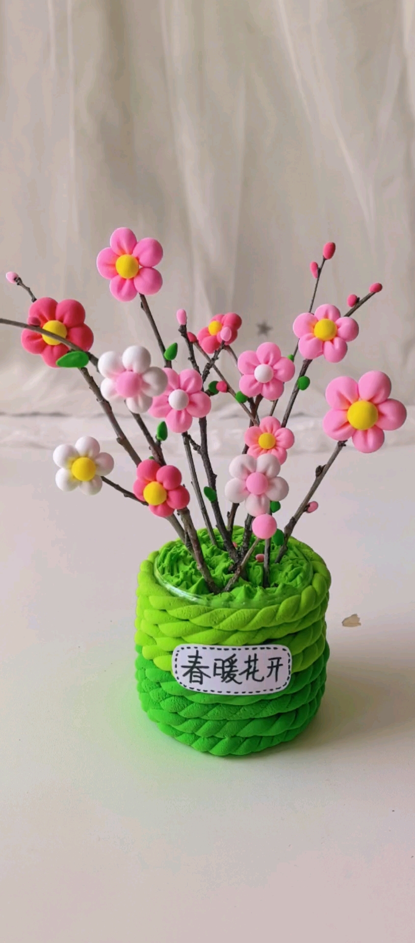 春暖花开了,和小朋友用粘土做好看的春天创意手工吧 #亲子手工