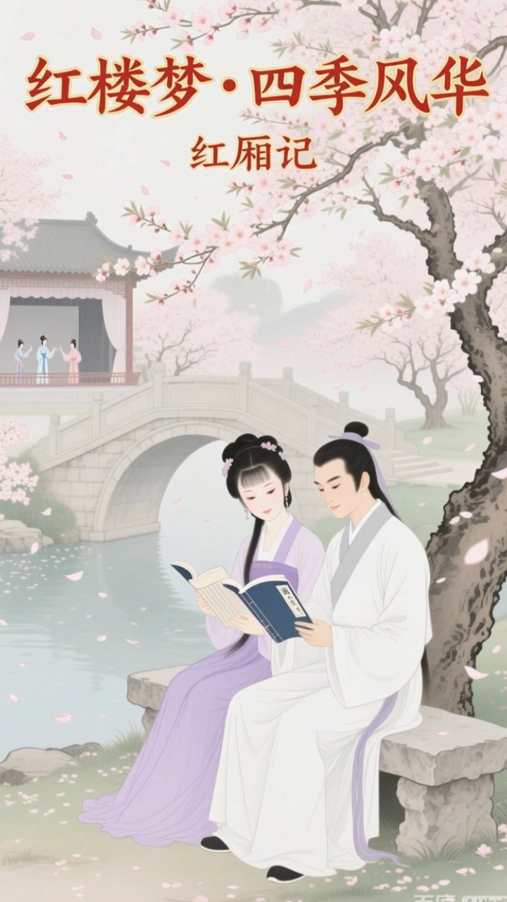春日共读西厢,黛玉沉醉牡丹词