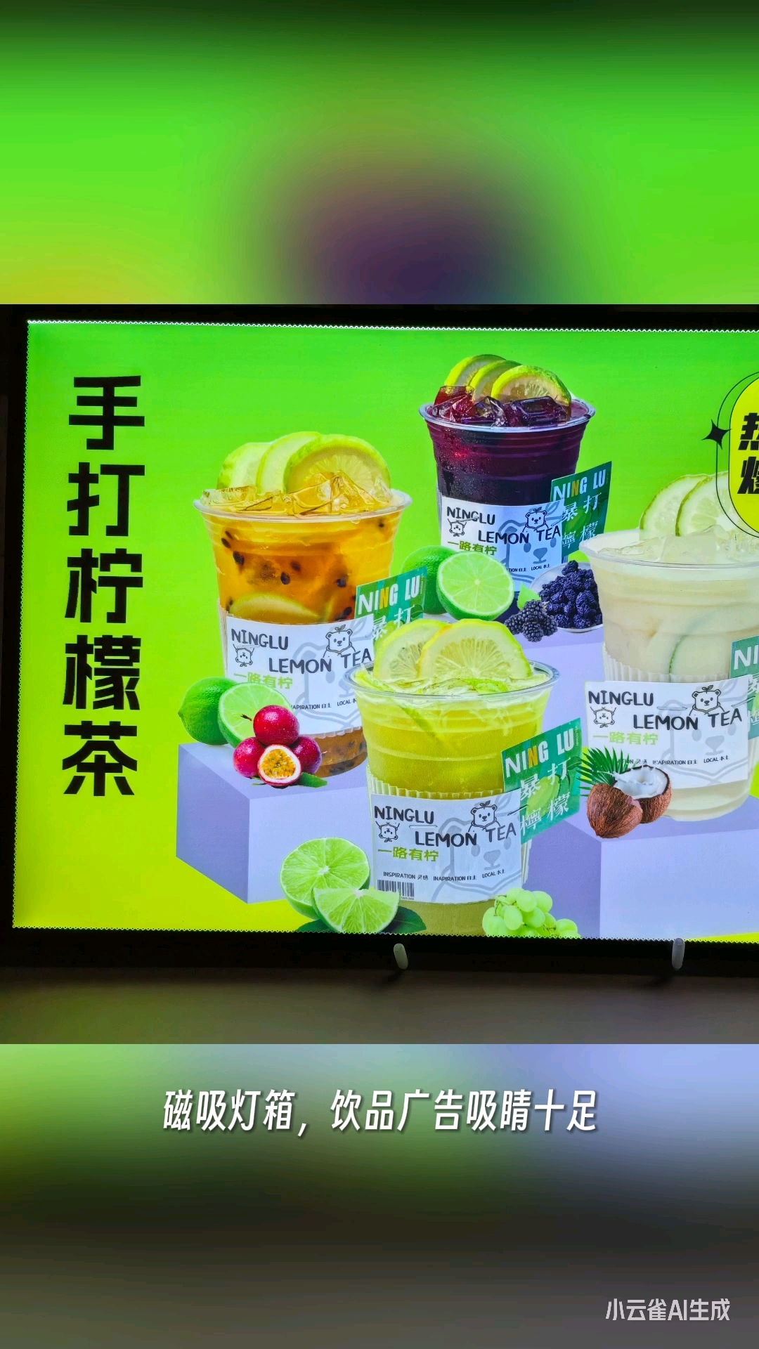 磁吸灯箱插画灯箱奶茶店灯箱