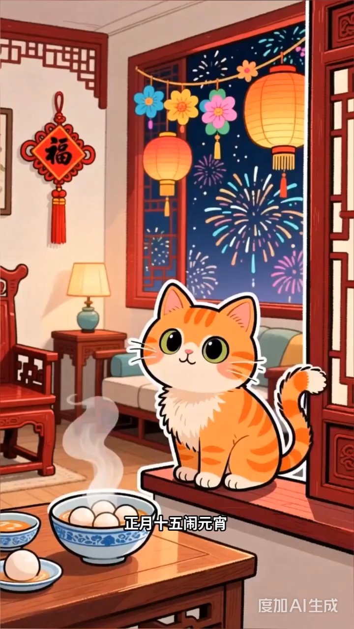 橘猫偷灯笼黑猫拆汤圆,这对活宝把元宵节过成喵星人狂欢夜