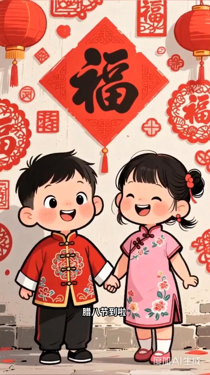 金童玉女送腊八粥，甜甜笑容传递节日温暖
