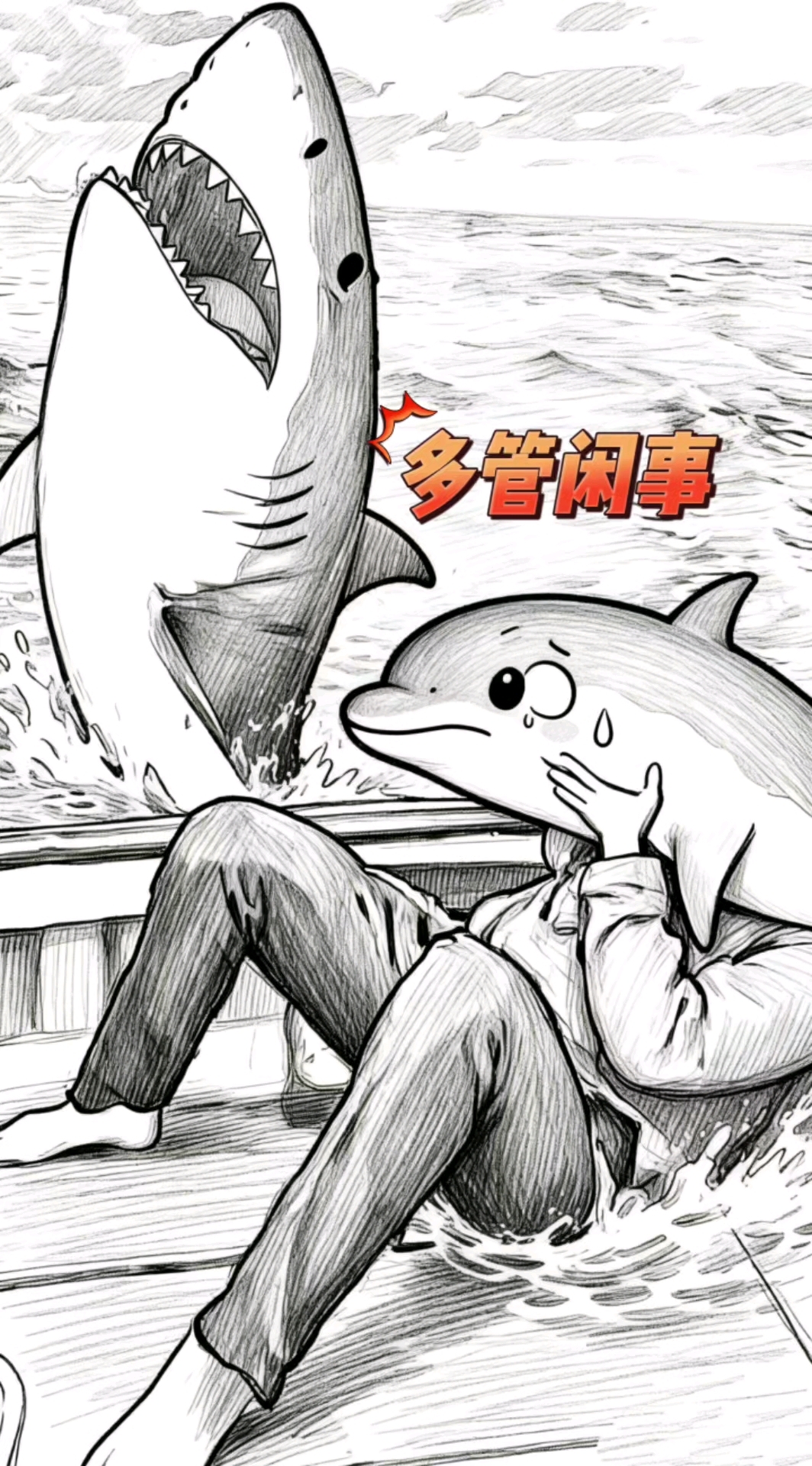 鲨鱼:你这不是多管闲事嘛!#灵魂画手 #搞笑视频 #鲨鱼