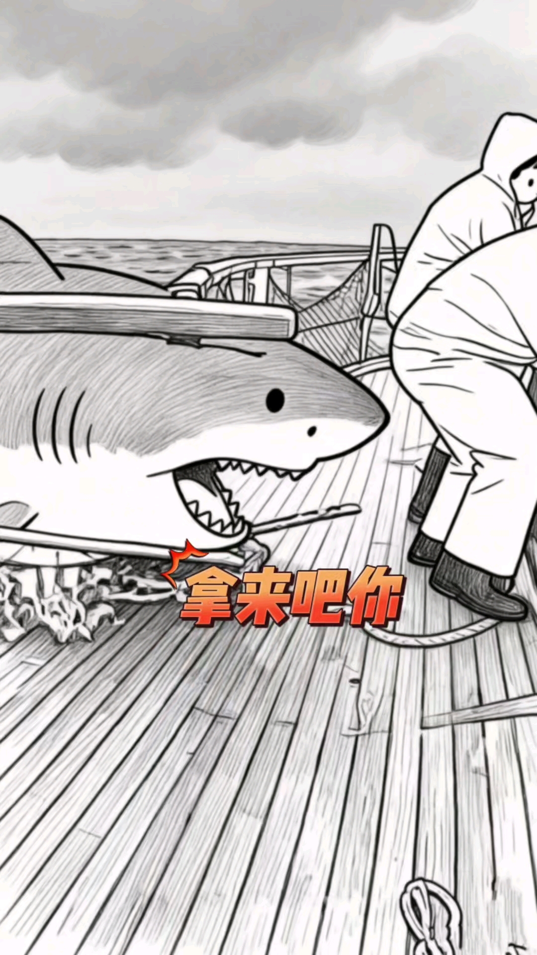 鲨鱼:拿来我的鱼!#灵魂画手 #搞笑视频 #鲨鱼