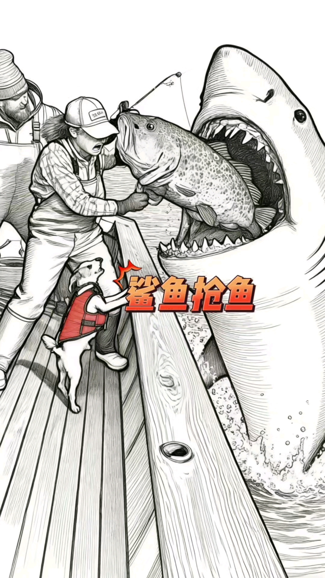鲨鱼抢鱼吃! #动物搞笑视频 #鲨鱼