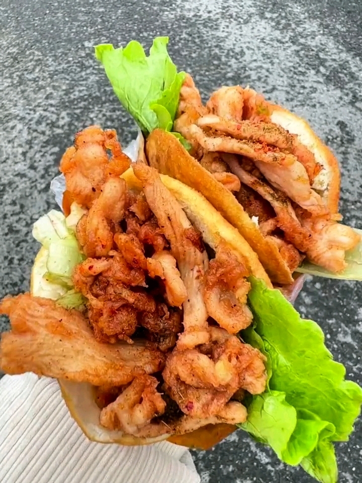 宿迁街头的肉夹馍!脆脆的饼夹满香酥鸡柳太香了