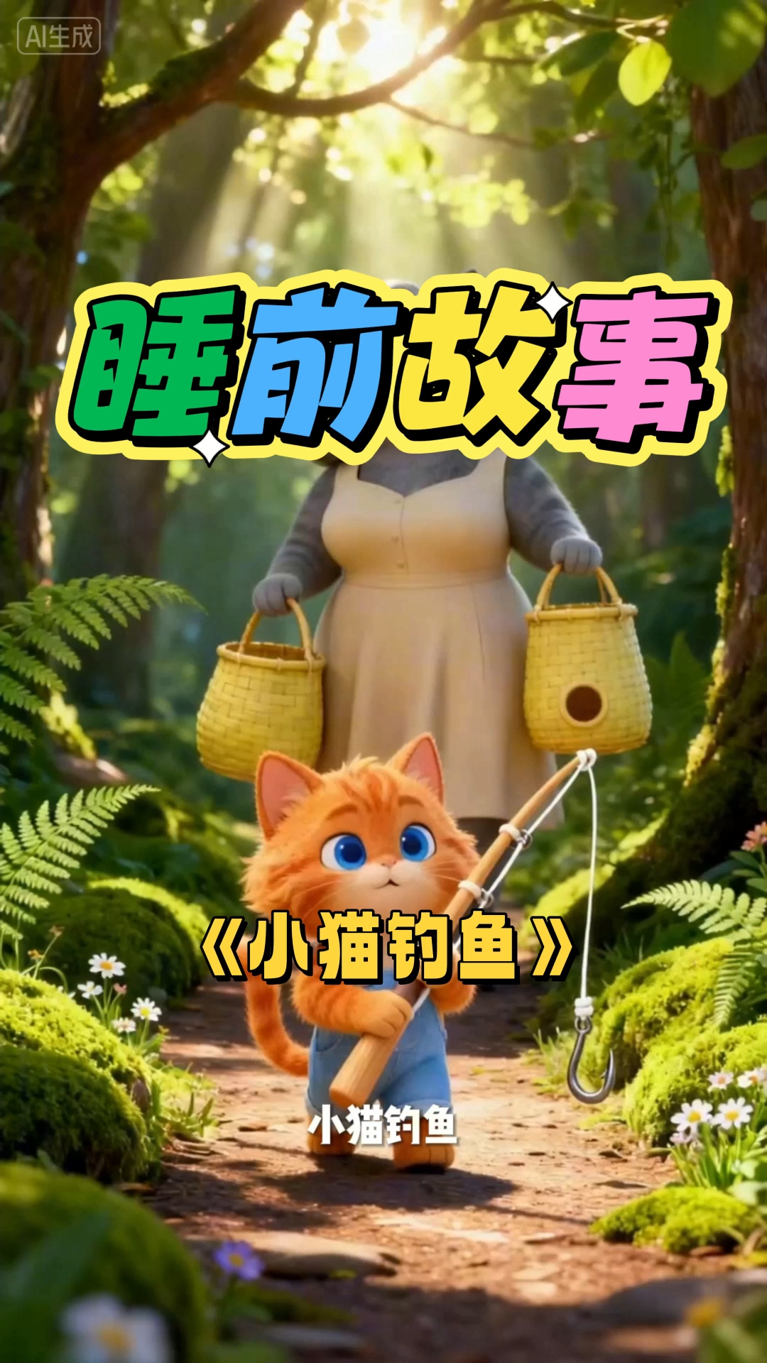 【睡前故事】小猫钓鱼，做事情不要三心二意！#儿童动画 #益智