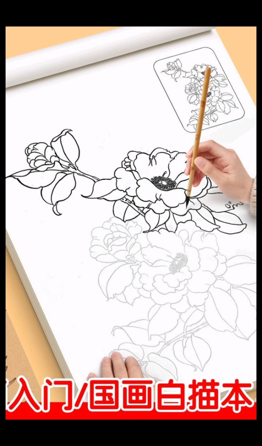 中国画白描临摹画册初学者入门儿童描本人物篇动物篇花卉篇山水篇