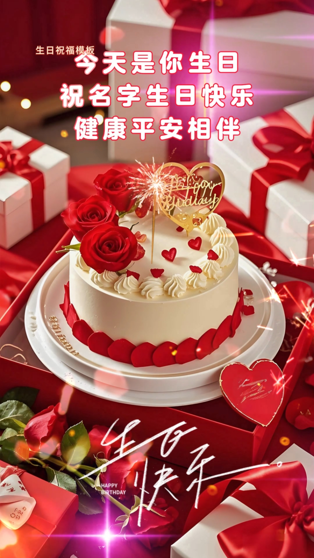 同款生日快乐祝福视频定制,可加名字、日期、生日祝福语、照片等