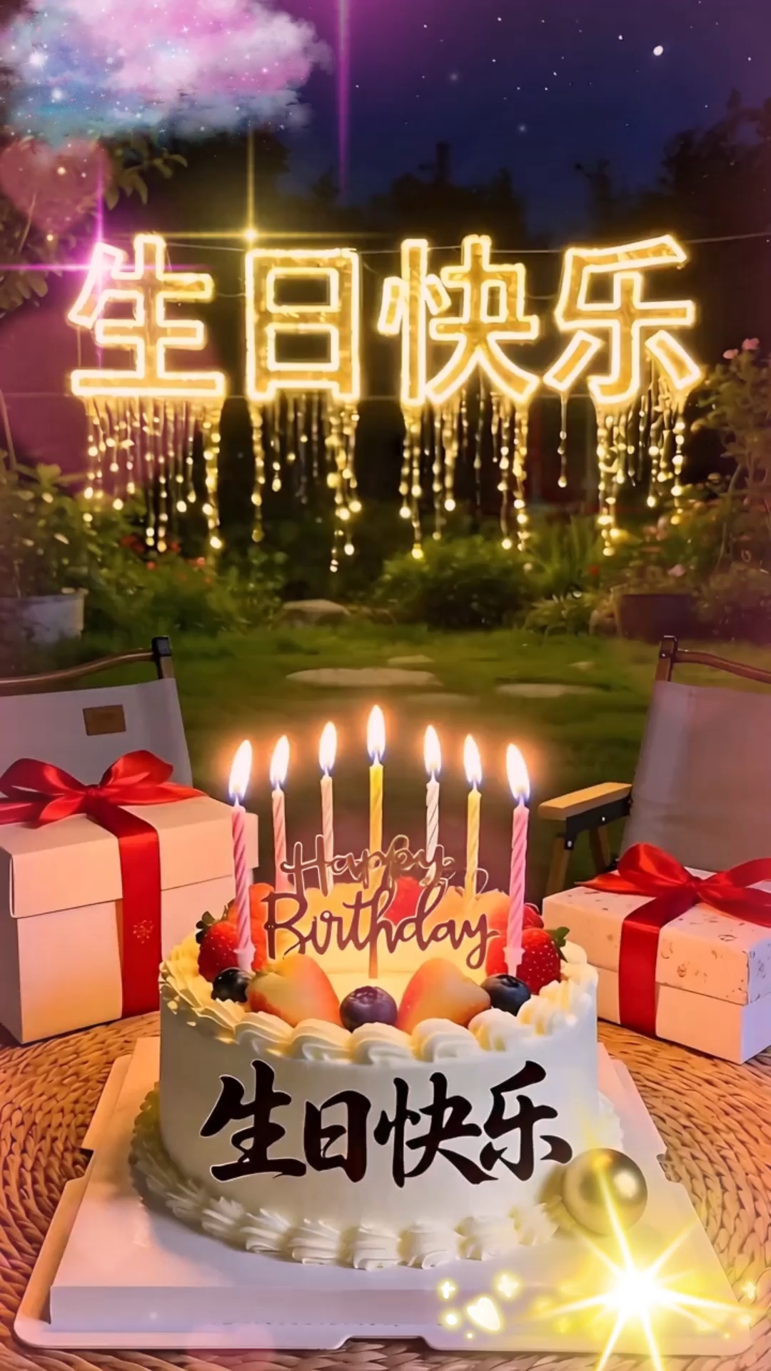 生日蛋糕配星空，这波仪式感谁顶得住！#生日快乐# #祝你生日快乐# #生日#