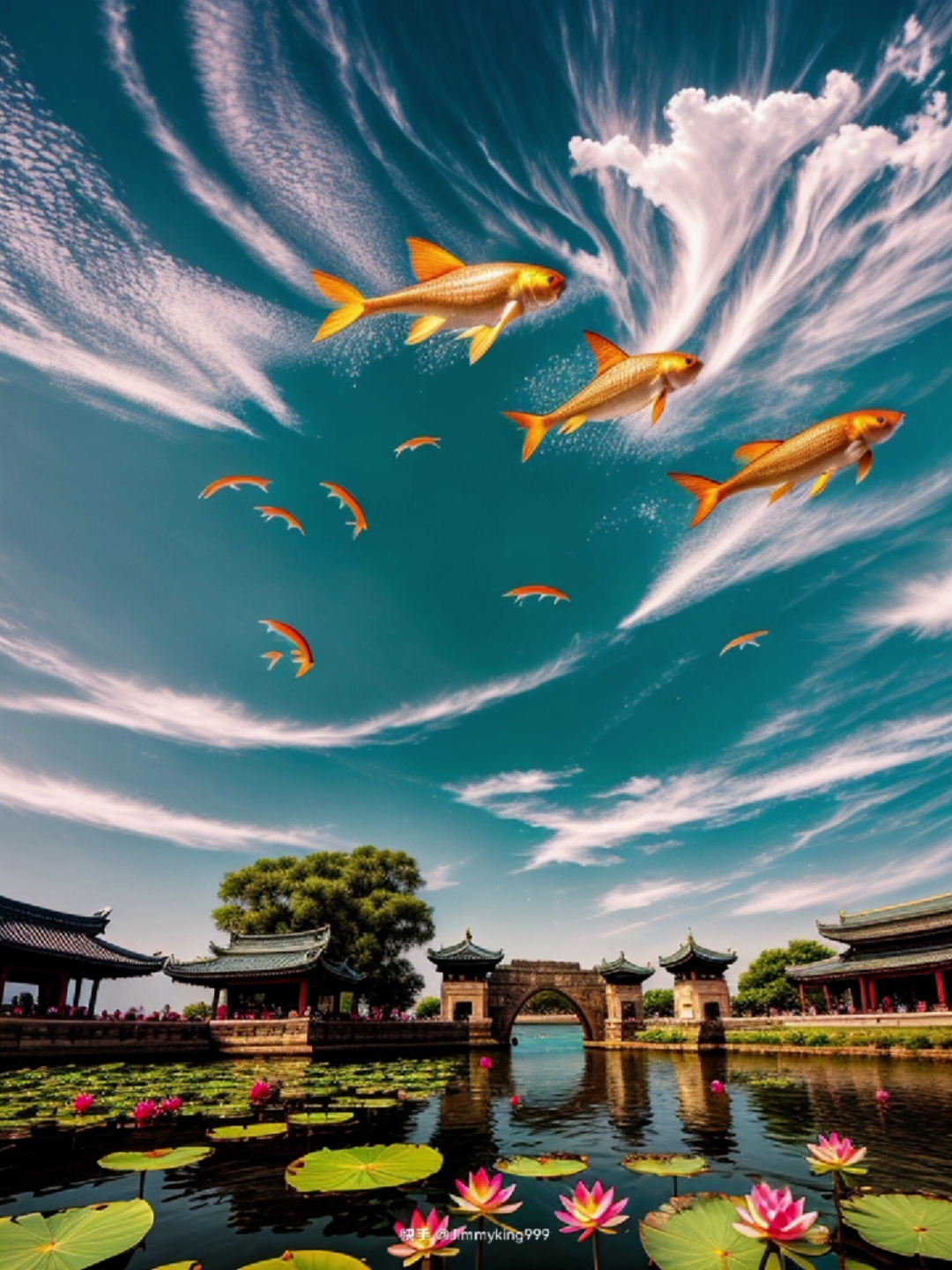 鱼化龙是中国传统寓意纹样,也称为“鲤鱼跳龙门”,象征着积极的