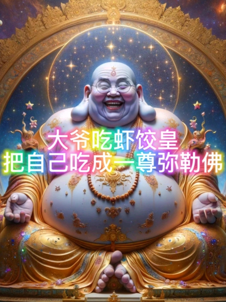ai画大爷吃虾饺皇,最后把自己吃成一尊弥勒佛!