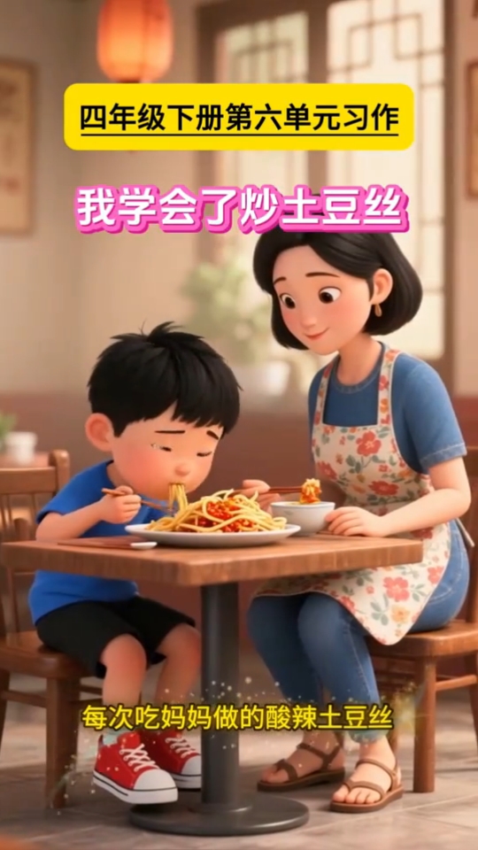 我学会了炒土豆丝#小学语文##小学作文##四年级语文下册#