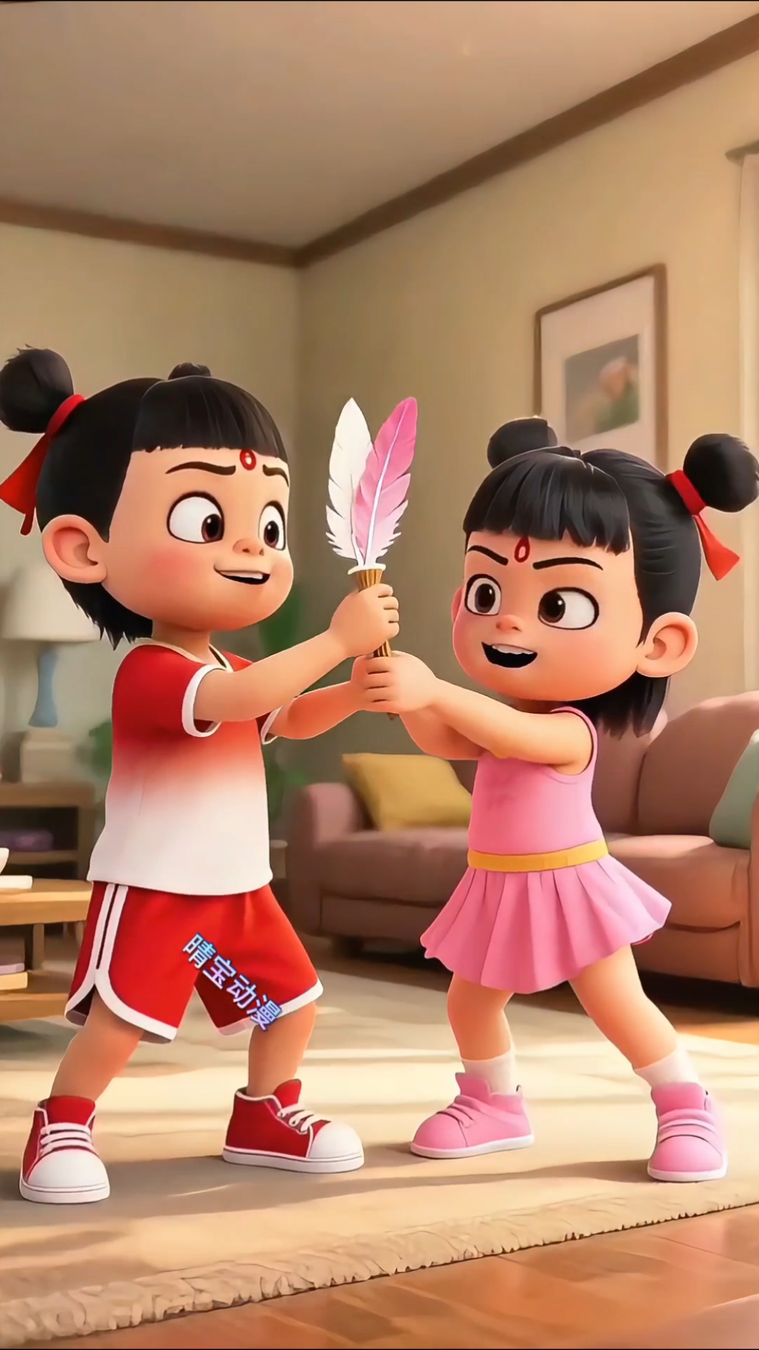 哥哥拔鸡毛做毽子