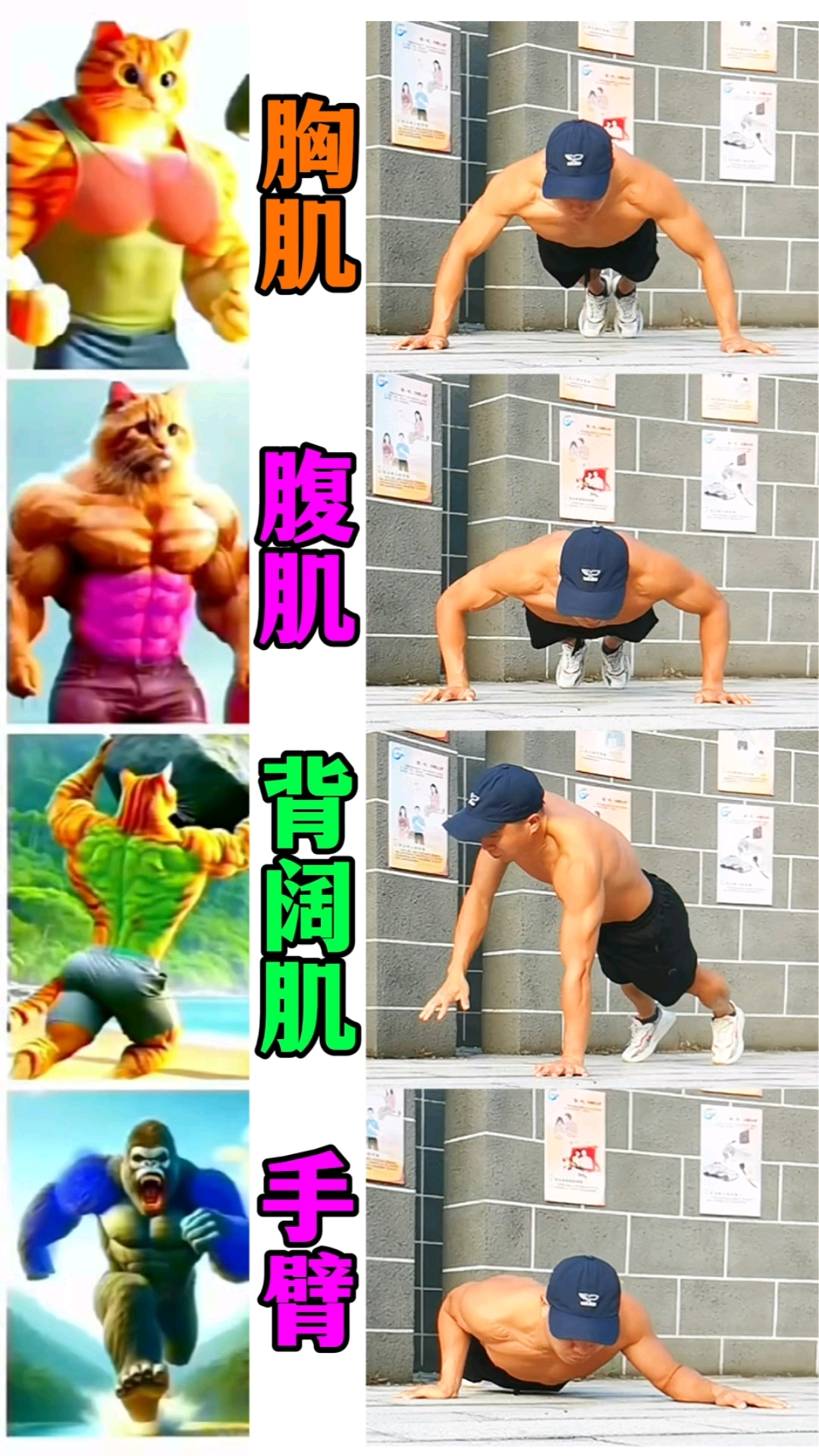 上半身肌肉,四个动作练起来