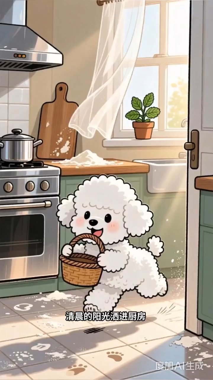 比熊犬变身小厨神，切菜炒菜样样行，萌翻众人