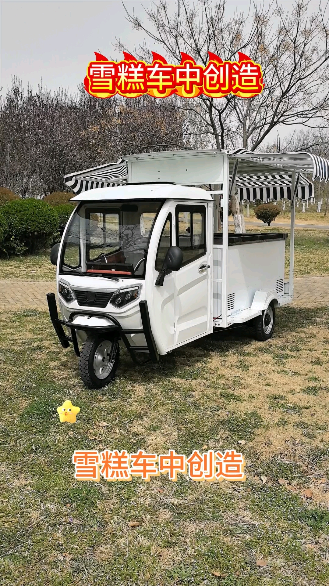 流动雪糕车冰柜车冰淇淋冷饮车带冰箱的电动三轮车摆地摊车中创造