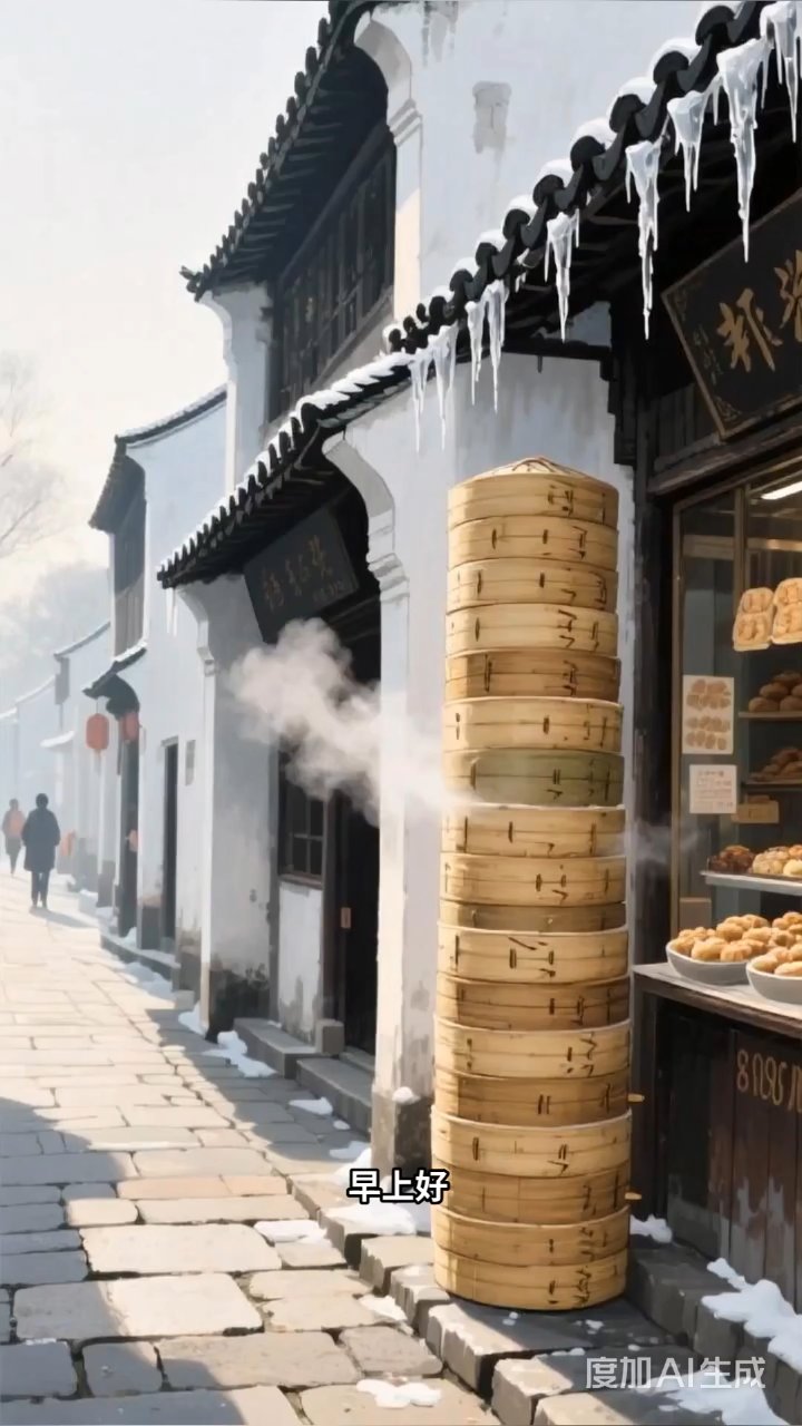蒸笼叠起江南冬,松糕甜香暖心头