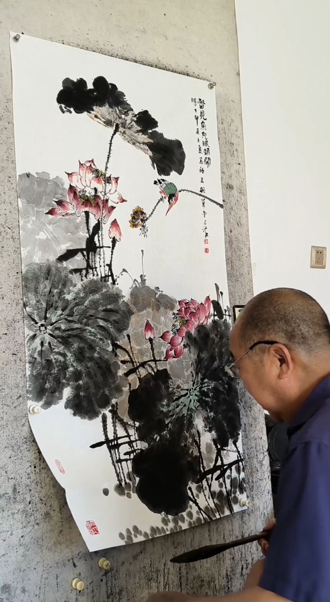 中国画,荷花,寓意和美 团结 和气