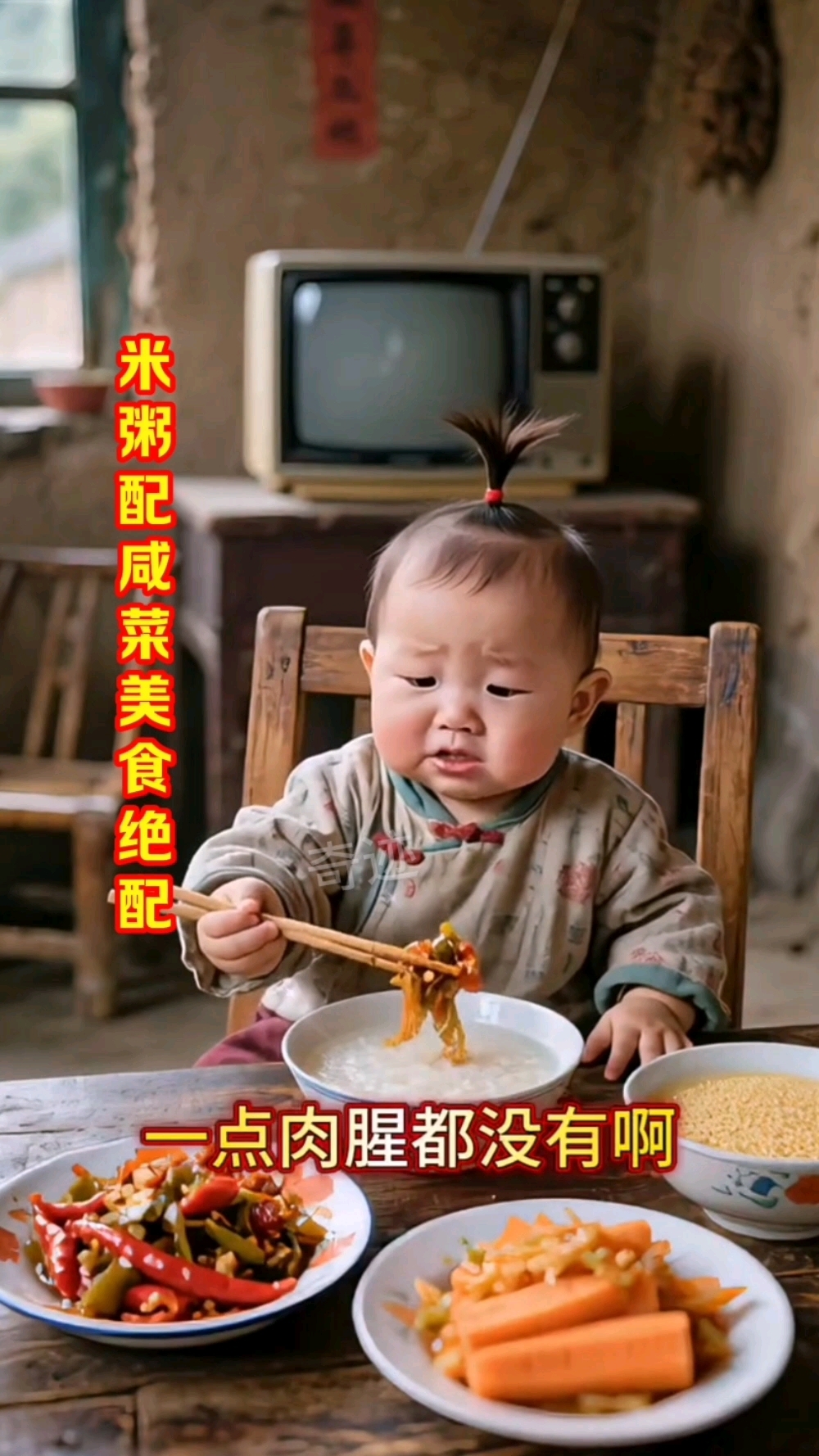 米粥配咸菜美食绝配#新大陆计划#  #萌娃##童年##情感##搞笑##农村萌娃##上热门话
