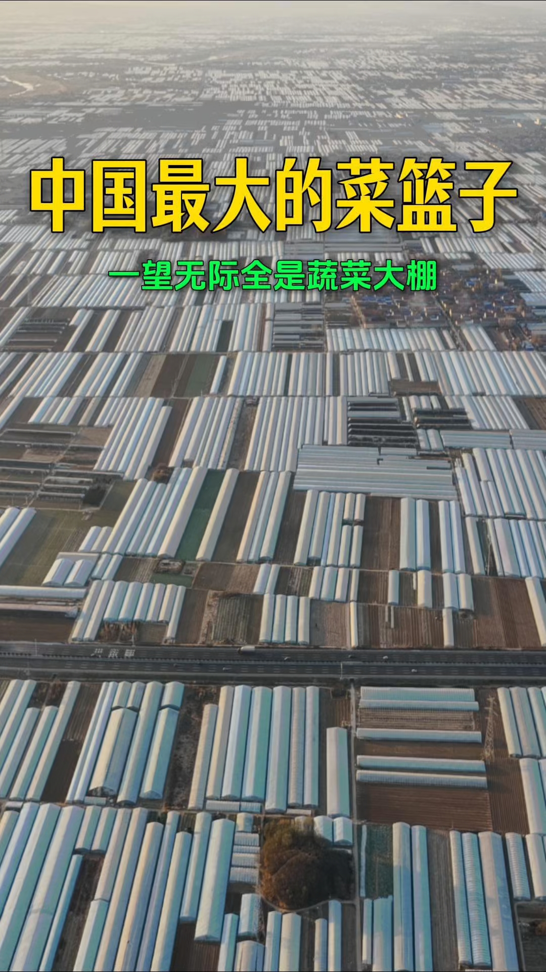 中国最大的菜篮子，山东寿光，除了村庄和马路密密麻麻全是大棚