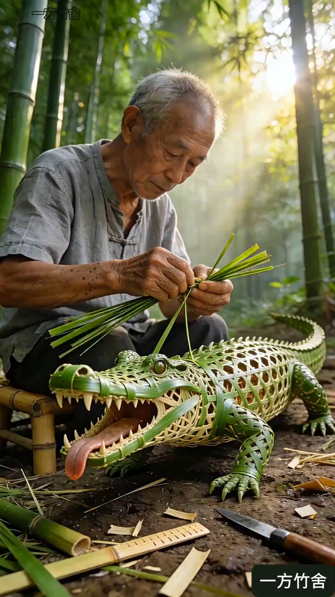 绿色环保竹编鳄鱼