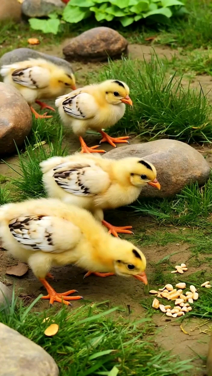 萌鸡飞奔啄食乐