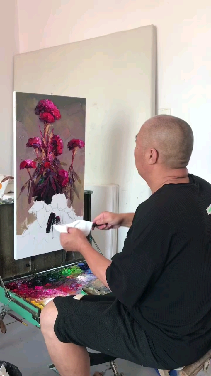 葫芦岛第18幅鸡冠花作品,画家吕玉祥