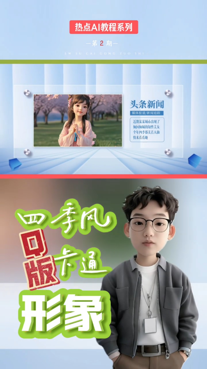 热门AI教程系列02|四季风Q版卡通形象