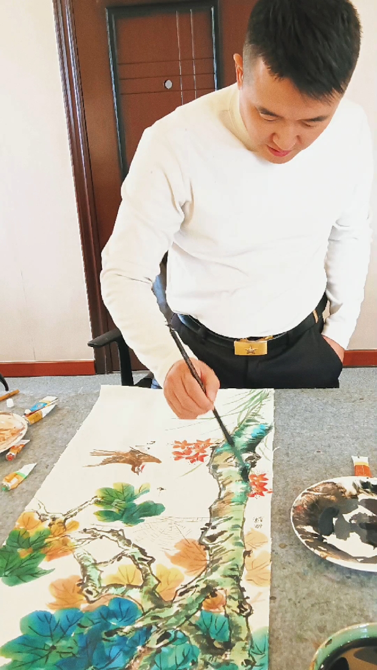 成人国画教学课堂示范著名海派国画大家江寒汀花鸟作品