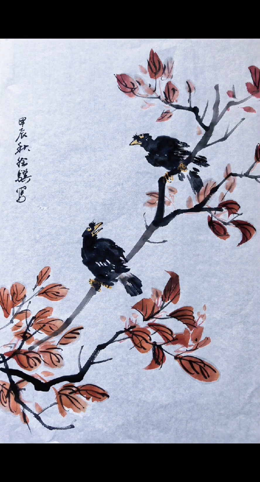 徐骥小悲鸿当代青年书画家成人国画培训日课示范王雪涛花鸟技法!