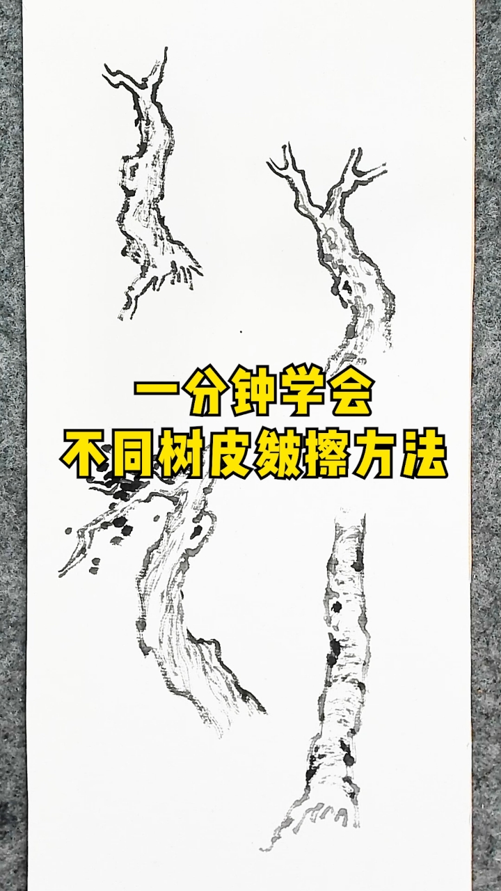 国画山水不同树皮的皴擦方法