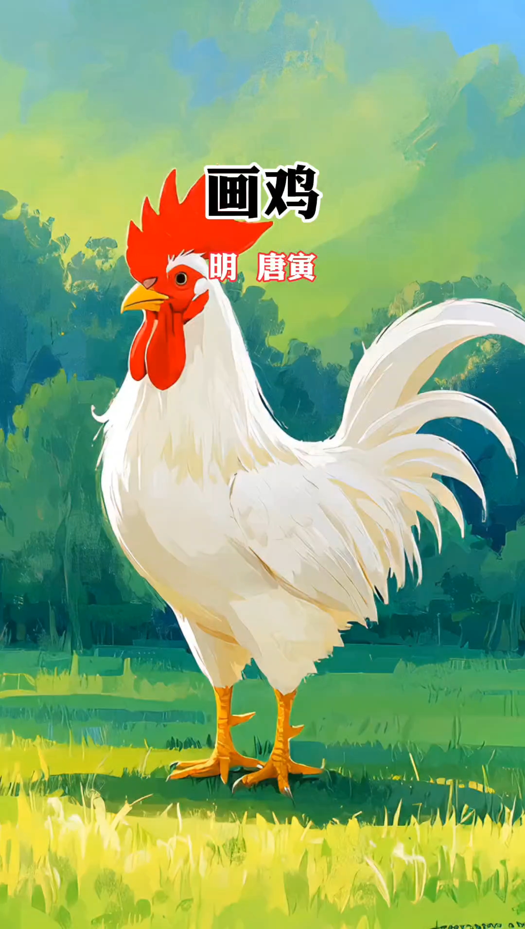 每天学一首古诗词,一年级必背古诗《画鸡》