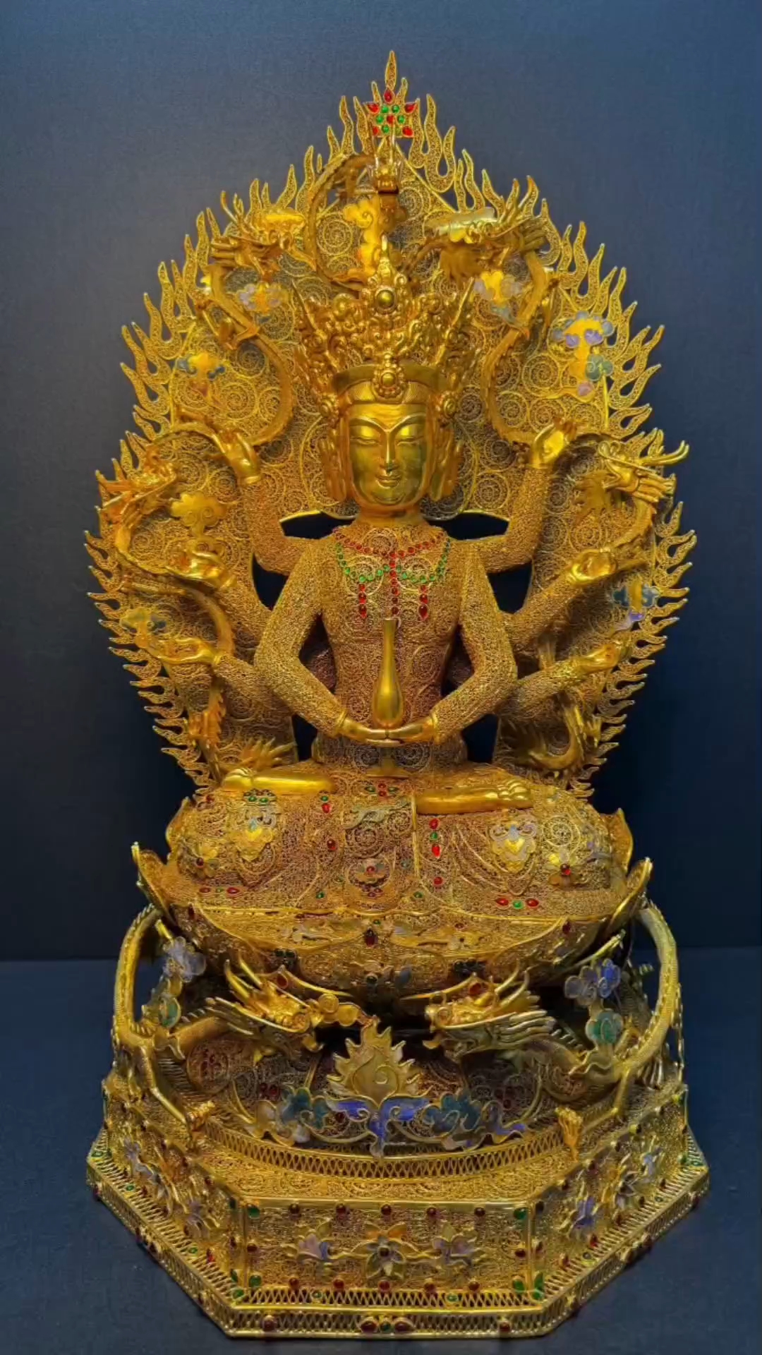 鎏金大件满工花丝  【千手观音 菩萨】 高60cm 总重7540克#千手观音金像# #佛像