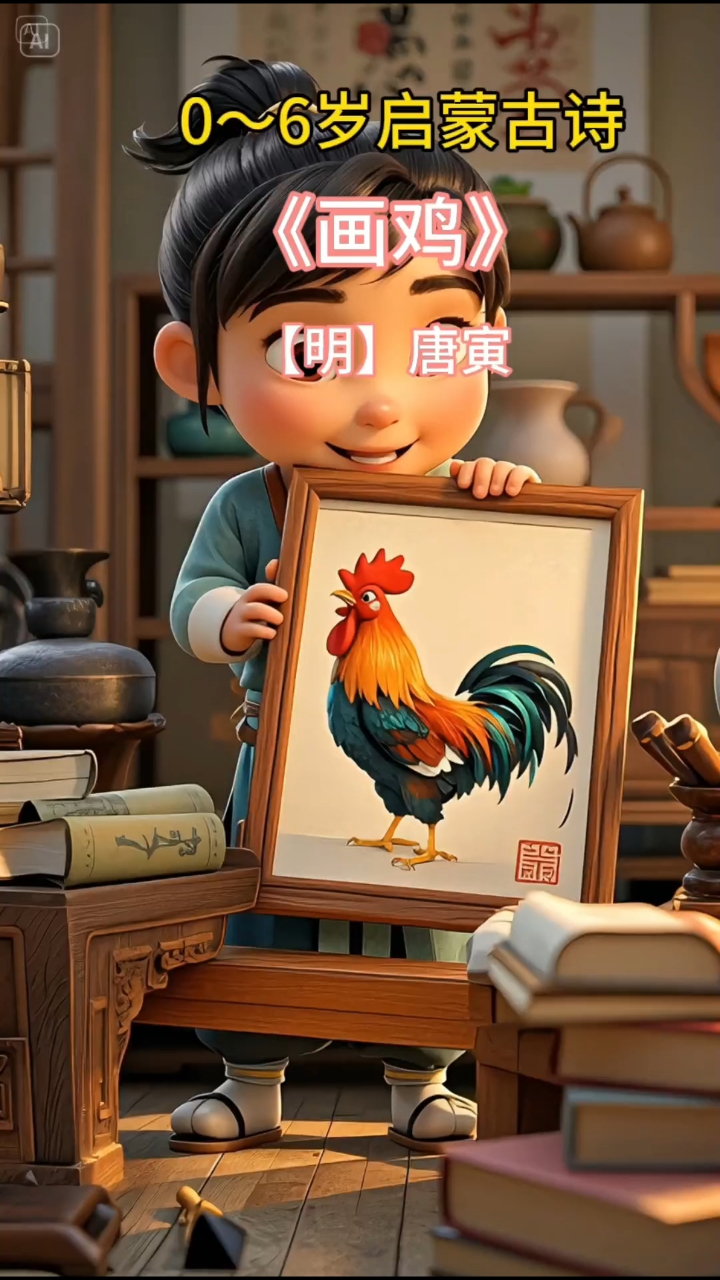 每天一分钟,轻松学古诗——【明】唐寅《画鸡》