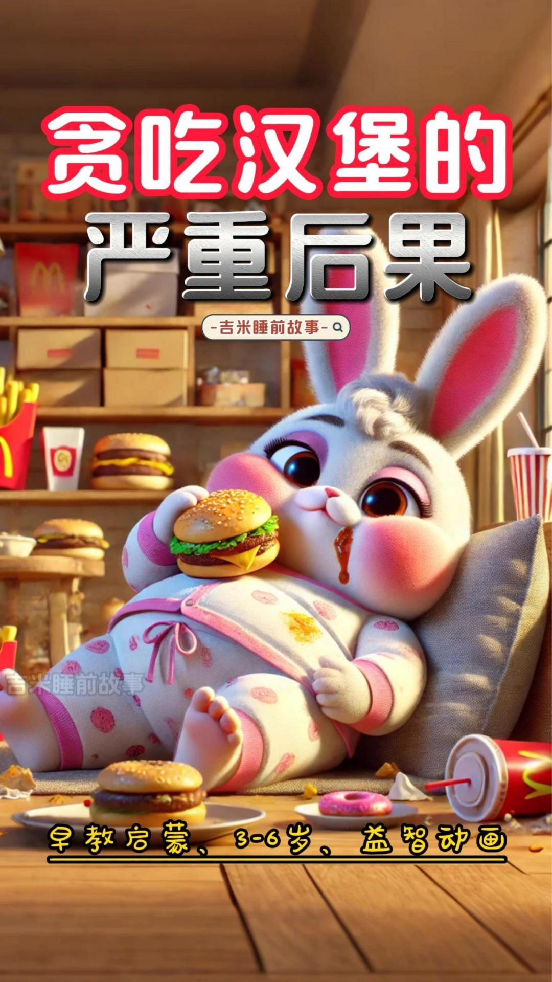 儿童睡前故事《贪吃汉堡的严重后果》