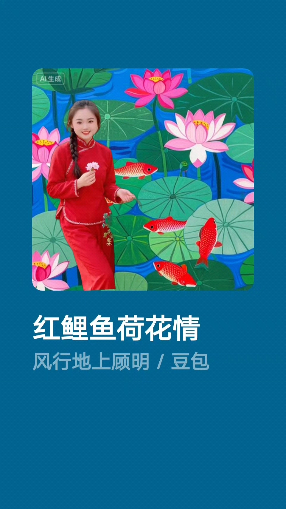 红鲤鱼，荷花情