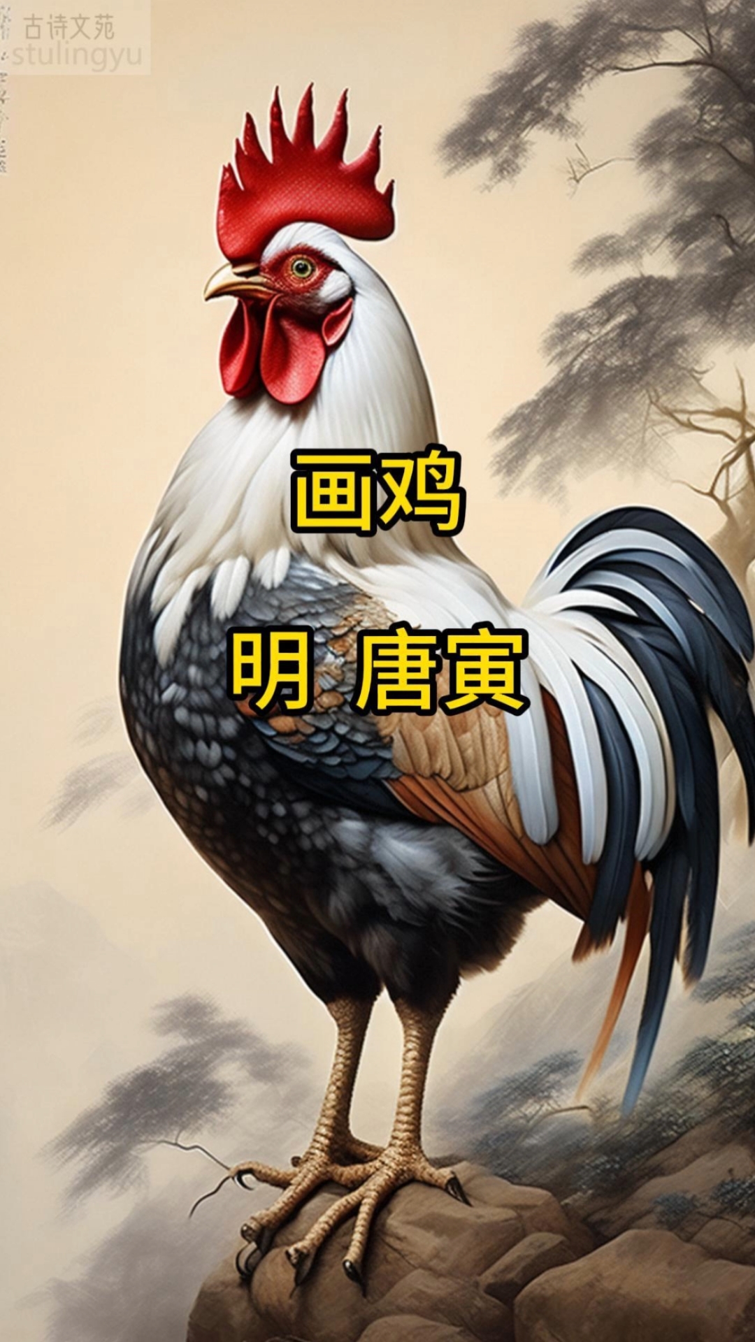 明·唐寅《画鸡》:一叫千门万户开,公鸡的华丽变身
