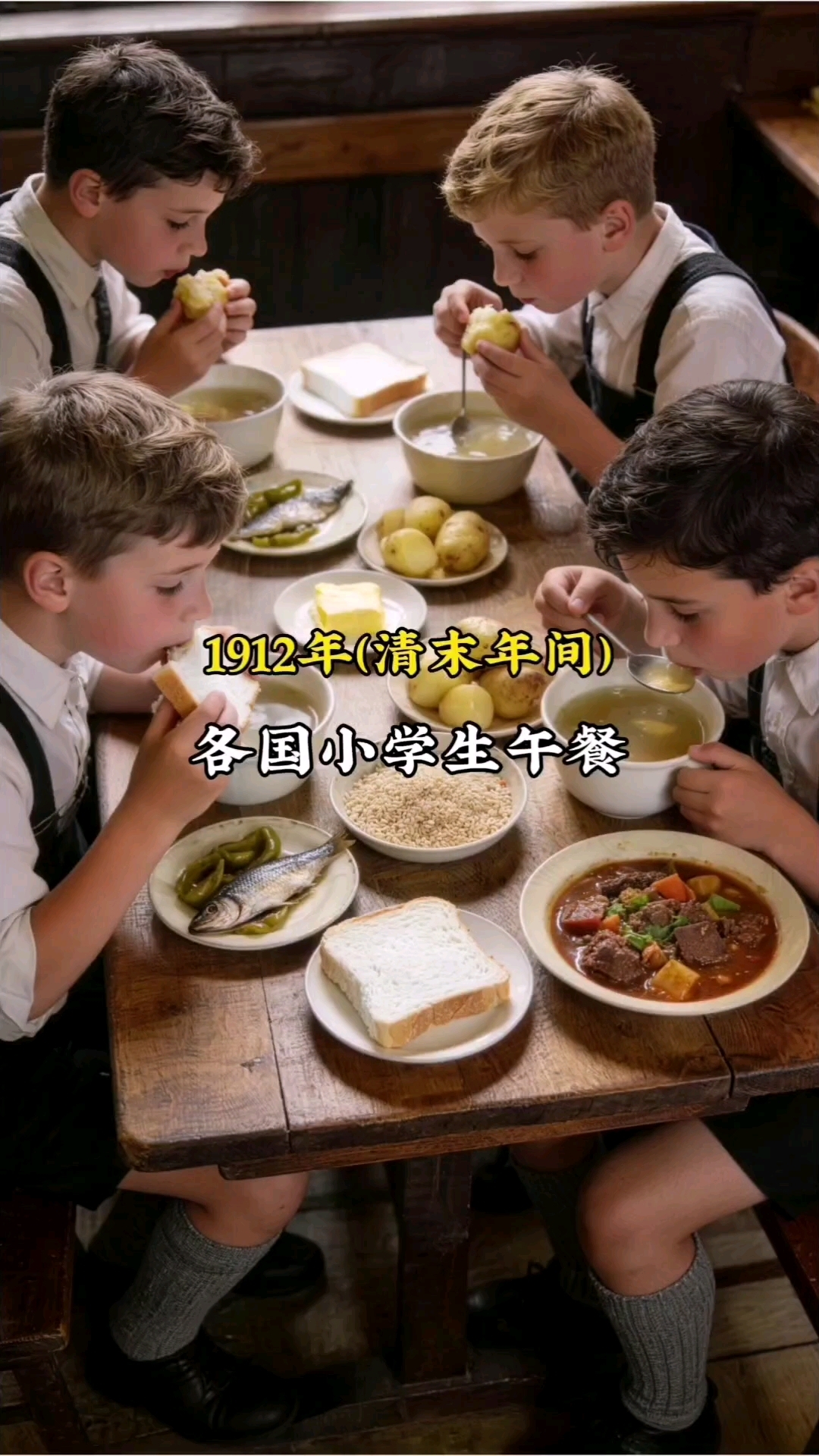 1912清末时期，各国小学生午餐