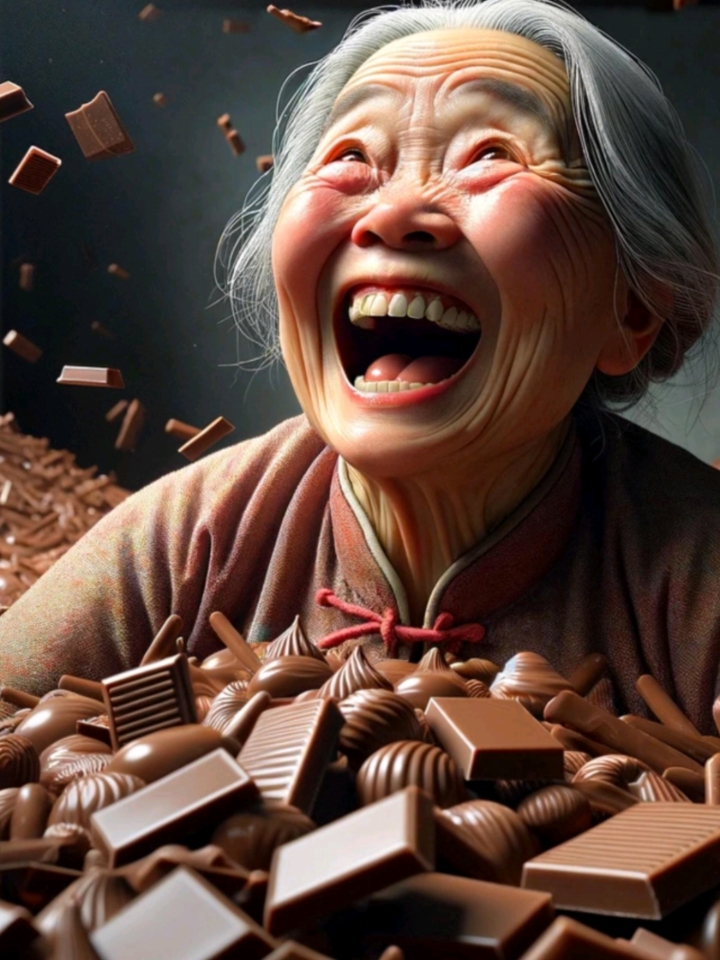 ai绘画大妈吃巧克力