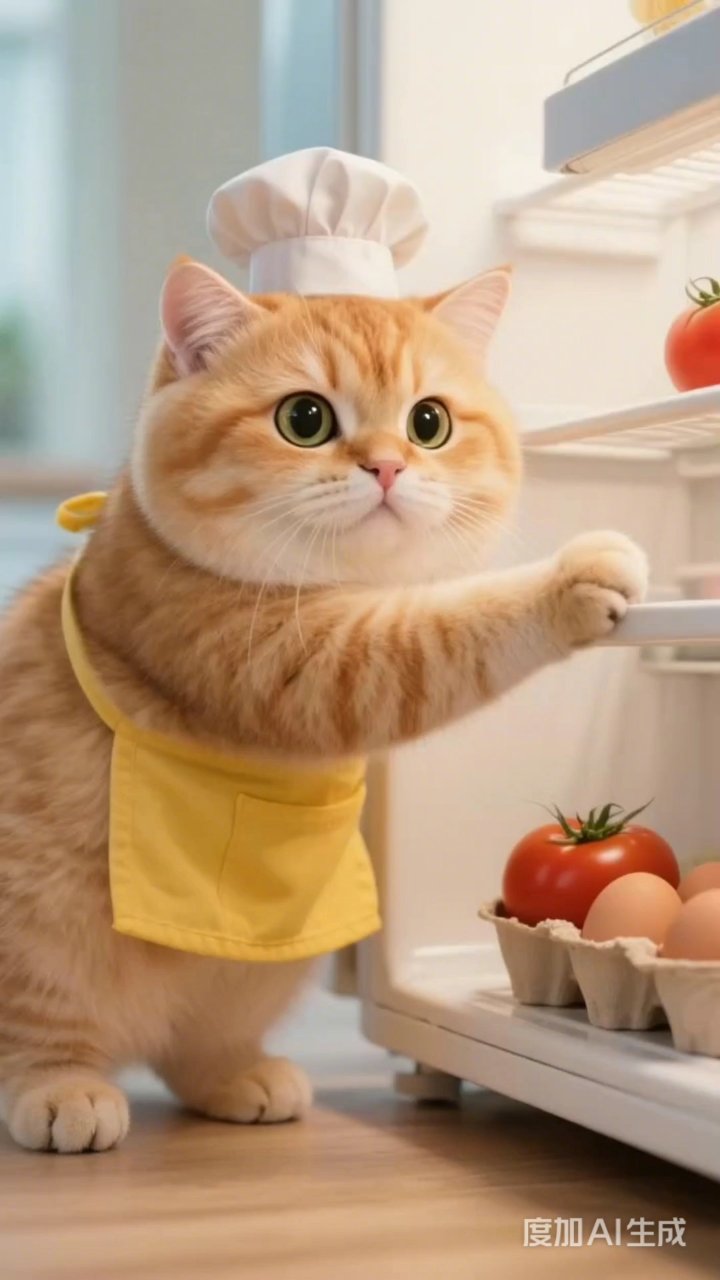 小花猫学做菜。