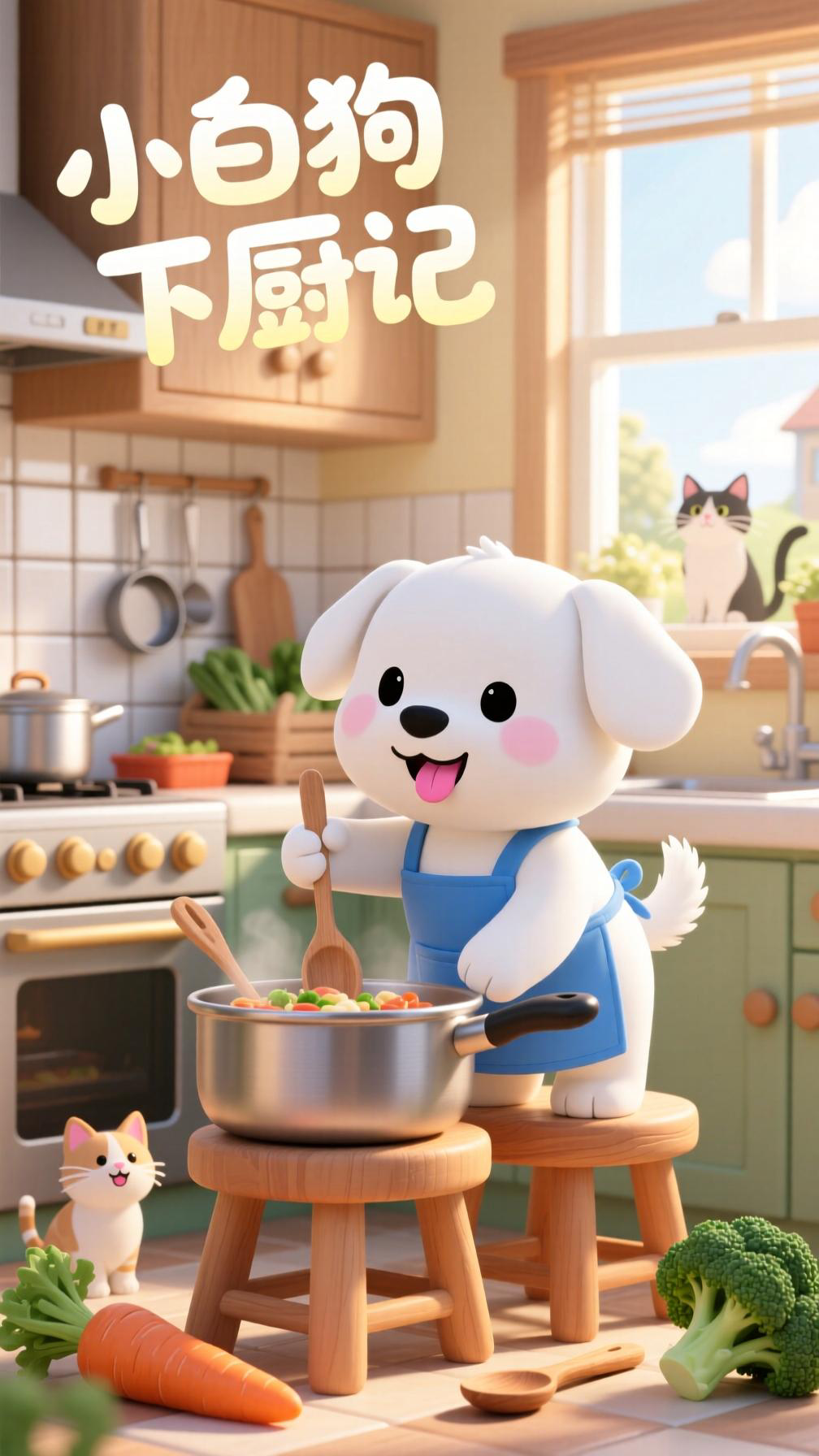 小白狗下厨记：从买菜到摆盘，萌宠做饭全程高能