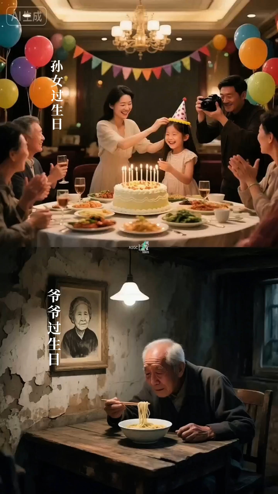 孩子的生日众星捧月,老人的生日面条独吃,狠狠被戳中泪点!
