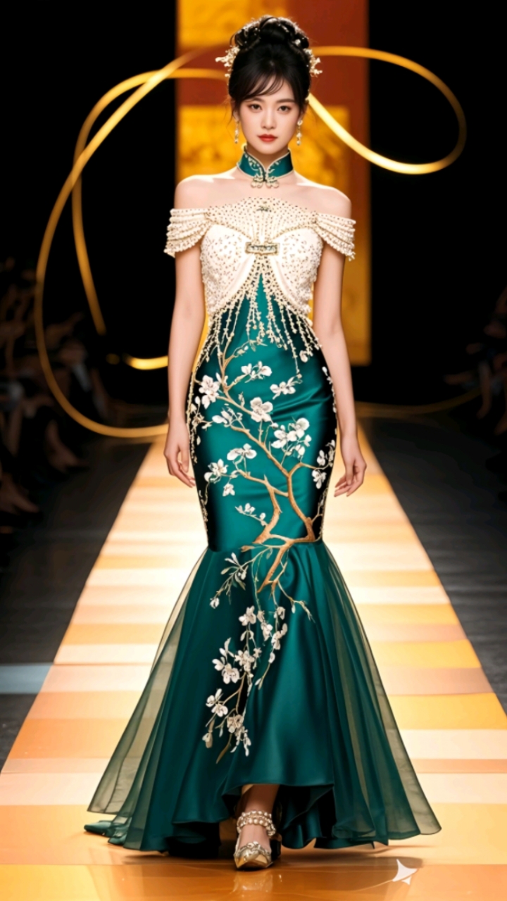 国风高端礼服,鱼尾裙