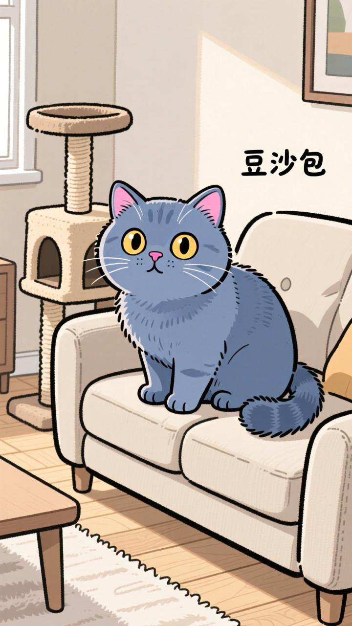蓝猫豆沙包的日常:踩奶撒娇、阳台晒肚皮,暖心陪伴治愈每一天