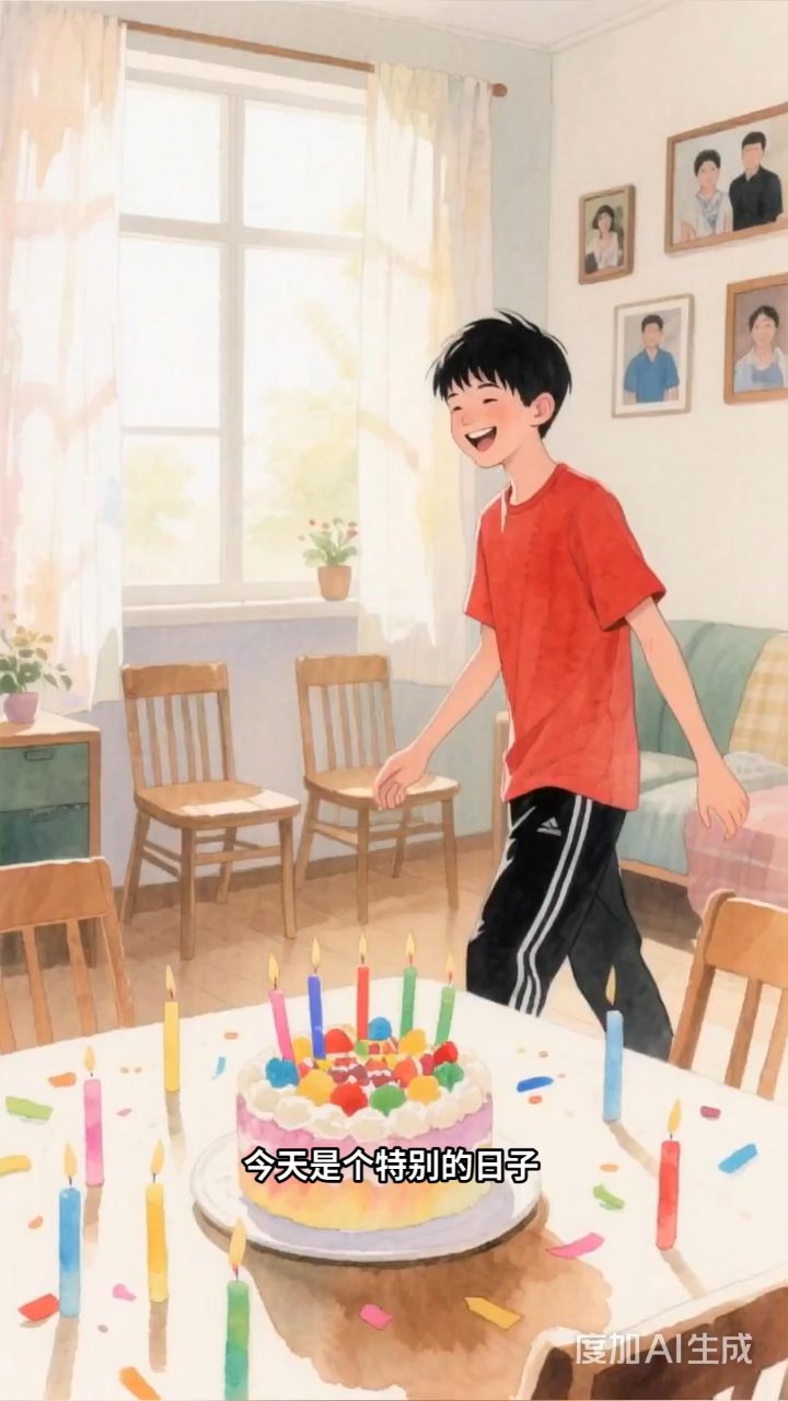老弟生日家宴暖,奶油抹脸笑声甜