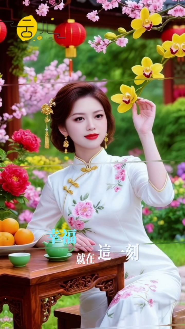 花丛中的她，笑容藏着什么秘密？#花园下午茶# #白裙少女# #花海写真#