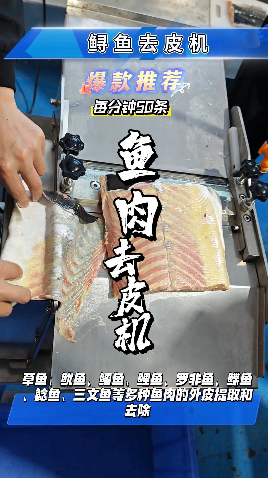 大块鲟鱼肉瞬间去皮,小型鱼肉去皮机,去皮干净不伤鱼肉